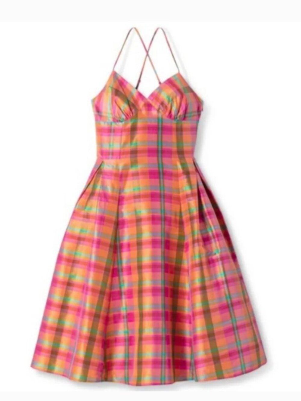 Isaac Mizrahi for Target 100% Silk Plaid Fit-and-Flare Cocktail Dress